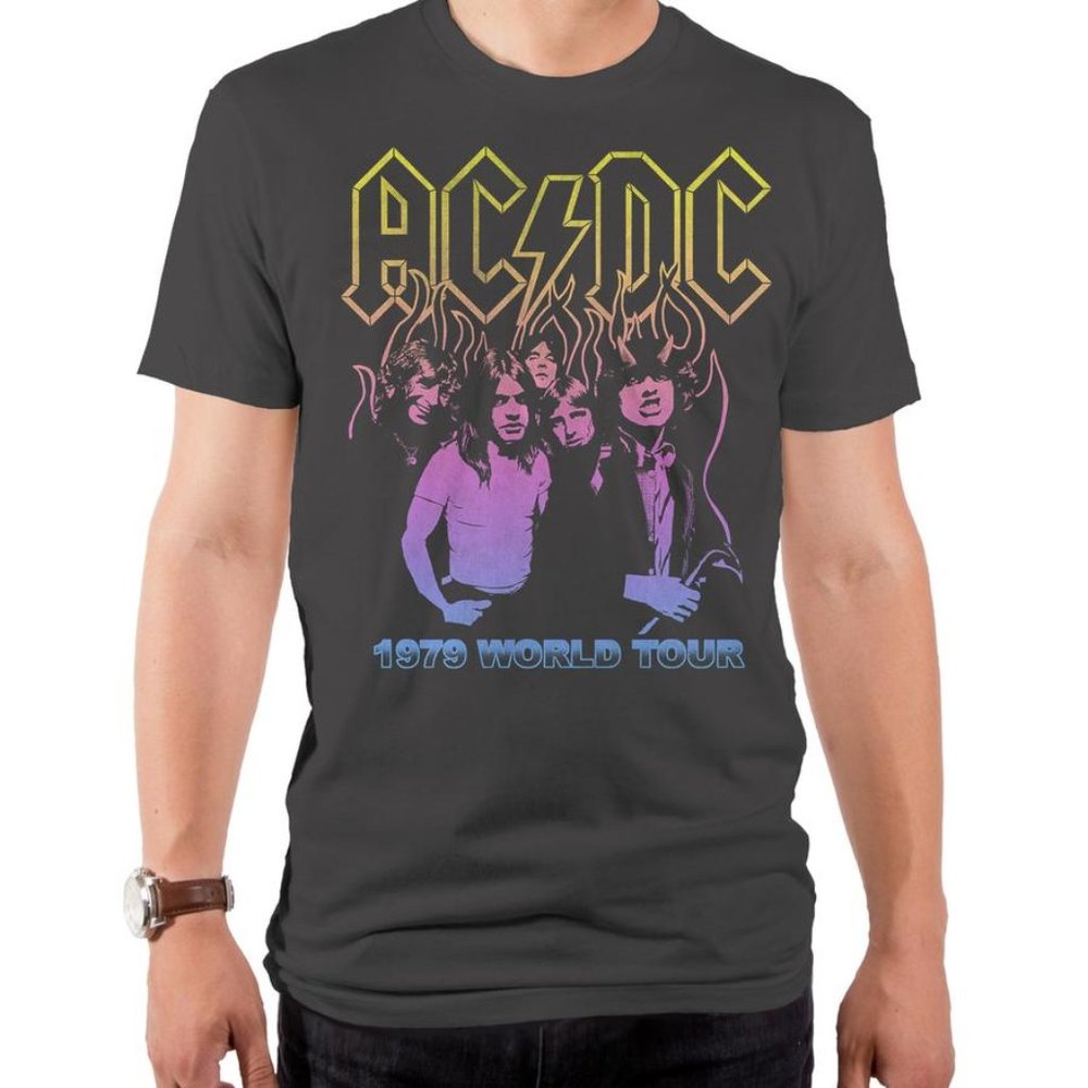 AC/DC ON FIRE MEN'S T-SHIRT NEW